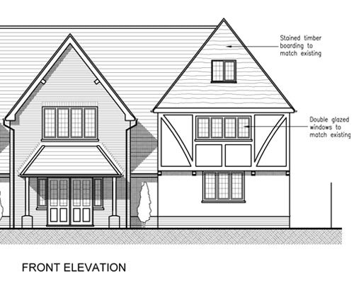 Architectural design - front elevation of proposed extension